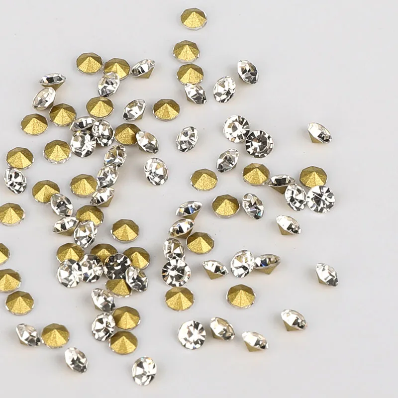 SS6-SS30 1440pcs Crystal Color To Choose Golden Point Back Resin Rhinestones Round Glitter Beads For Jewelry Making DIY Supplies