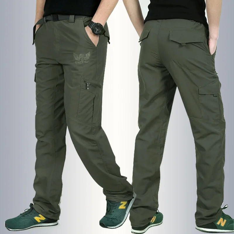 New Spring Autumn Men Outdoor Quick Dry Pants Hiking&Camping Pants Thin Climbing Fishing Wicking Anti-wear Trousers Size M-XXXXL