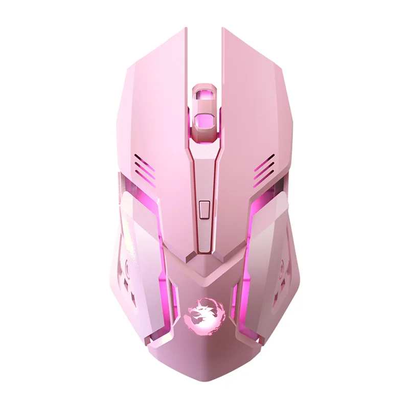 2.4G Bluetooth Wireless Pink Mouse Mute Rechargeable Computer Mause 7 Button 2400DPI Backlight Gaming Mice For PC Laptop Girl