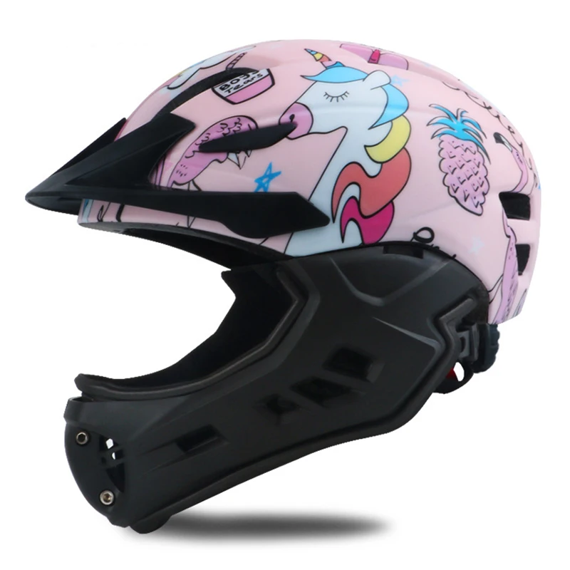 Children Cycling Helmet with Chin Guard Outdoor Skating Bicycle Protective Helmet Kids Anti-impact Balance Bike Safety Helmet