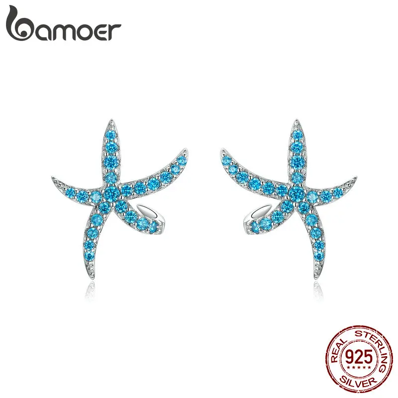 

Серьги-гвоздики женские из серебра 925 пробы, с морской звездой