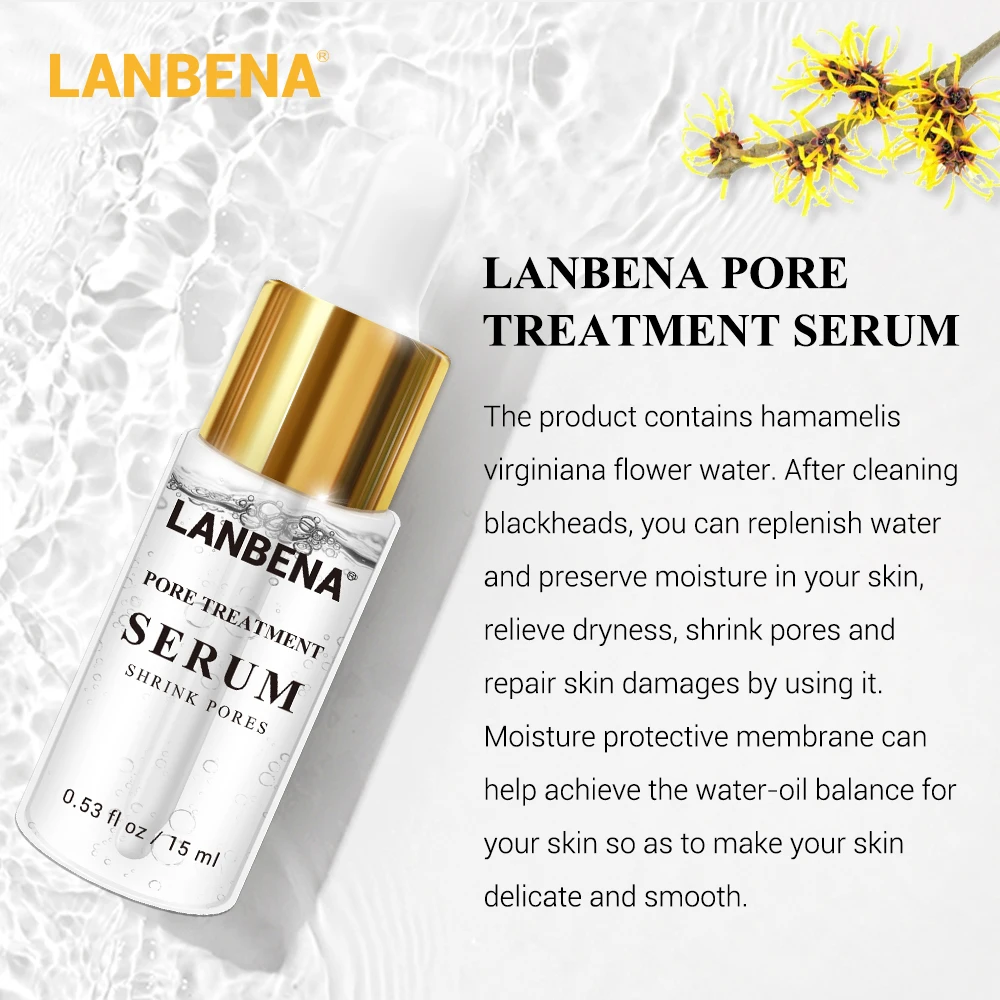 10PCS LANBENA Pore Treatment Serum Essence Shrink Pores Relieve Dryness Oil Control Repairing Smooth Skin Firming Moisturizing