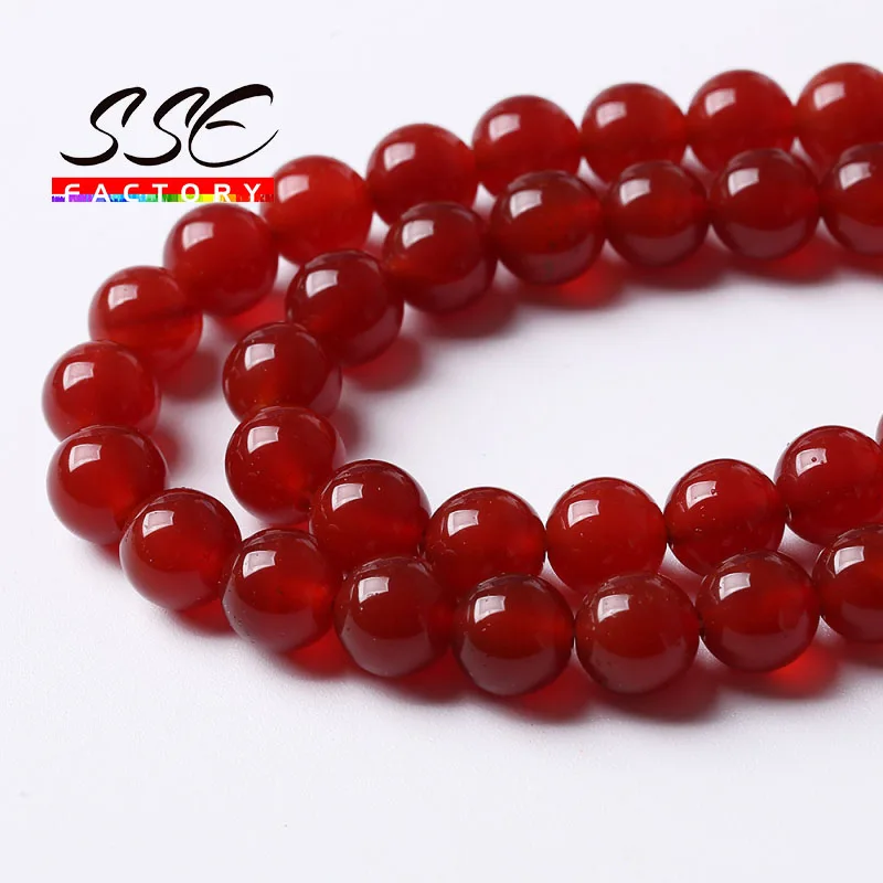 A+ Natural Red carnelian Agates Stone Beads For Jewelry Making Round Loose Onyx Beads DIY Bracelet Accessories 4 6 8 10 12mm 15\