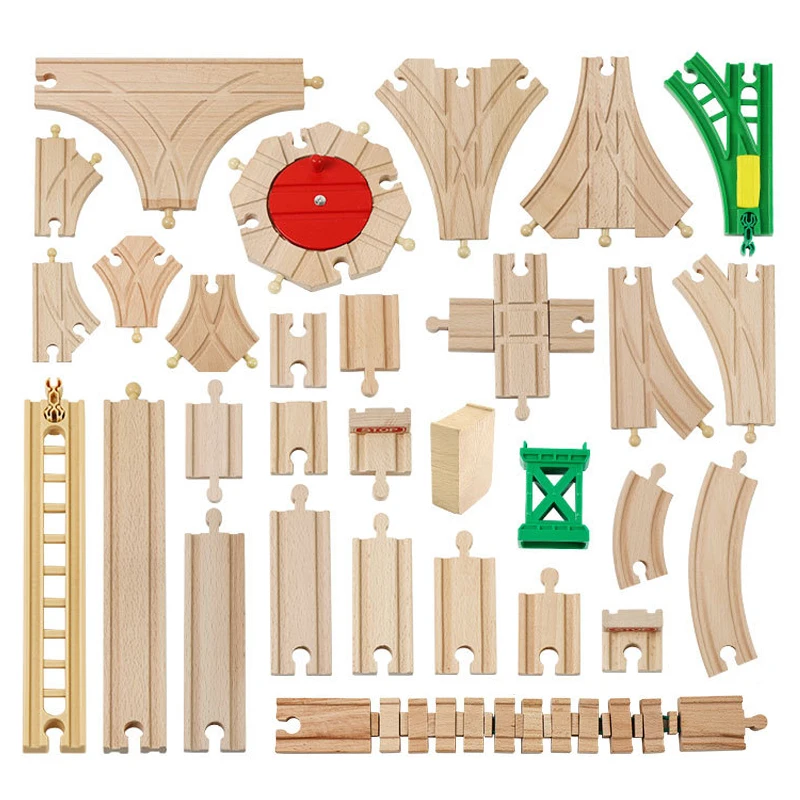 

New All Kinds Wooden Track Parts Beech Wooden Railway Train Track Accessories Fit with All Brands Wood Tracks Toys for Kids