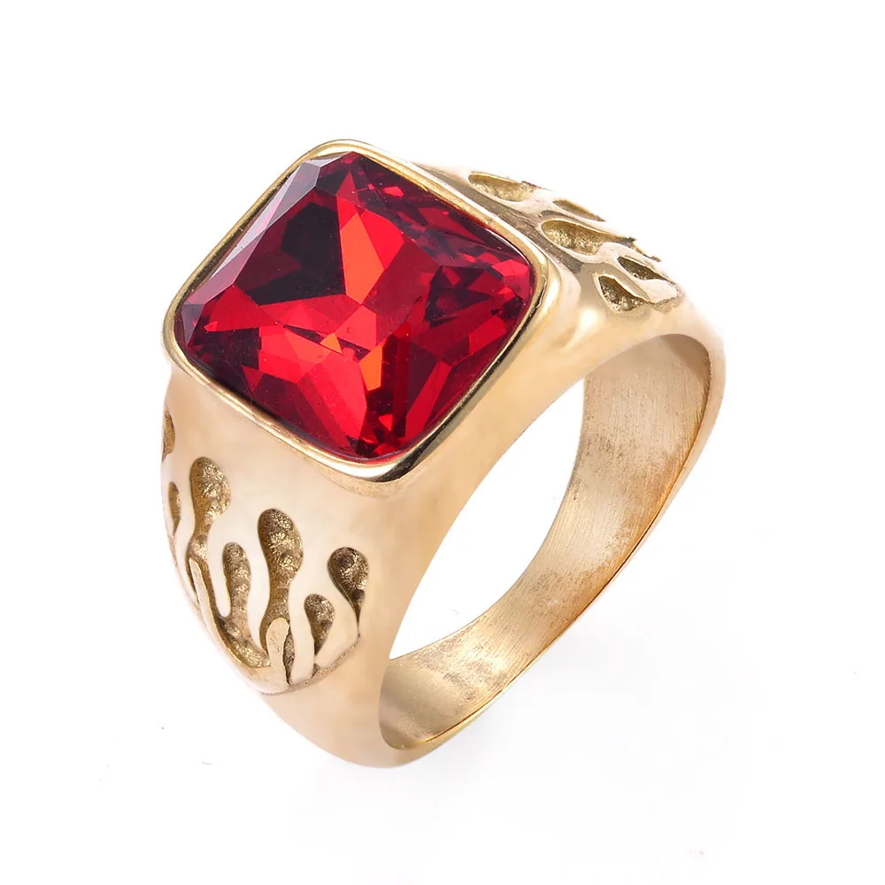 SDA Creative Rings for Men Inlaid With Red Stone Fashion Punk Style Jewelry Gifts Wholesale