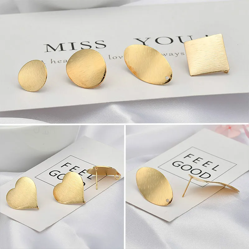 The color of Gold 18k copper material drawing heart round Affirmative elliptic band earrings materials DIY atmosphere