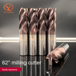 QIYE 4 Flutes Carbide End Mill HRC62 ° High hardness Tungsten Milling Cutter Cutter 1~20mm CNC Roughing Machining EndMills