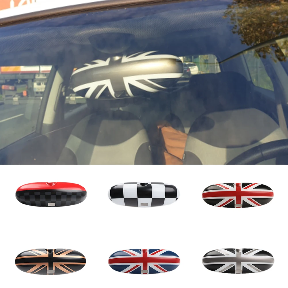 

Union Jack Car Interior Rear View Mirror Cover For Mini Cooper S R50 R52 R53 Rearview Mirror Cap Shell Countryman Accessories