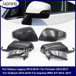 Hoping Rearview Mirror Cover With Turn Signal Light Lamp For Subaru Forester 14-18 For Legacy 14-16 For Outback 15-18 XV 13-16