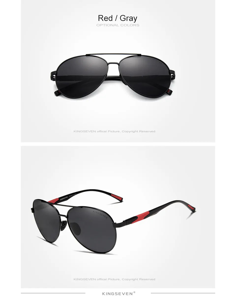 KINGSEVEN Männer Aluminium Polarisierte Sonnenbrille Klassische Marke Sonnenbrille EMI Verteidigung Beschichtung Objektiv Driving Shades N7228 – Detail 9