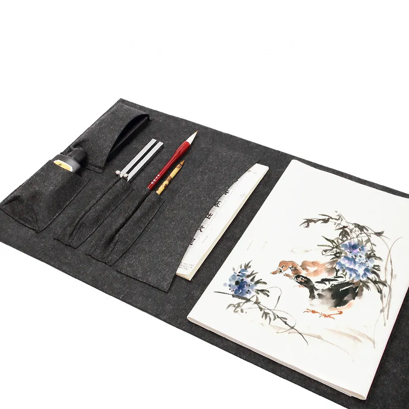Large Pencil Bag Chinese Calligraphy Brush Pen Curtain Calligraphy Writing Felt Pads Portable Felt Writing Brush Pen Case