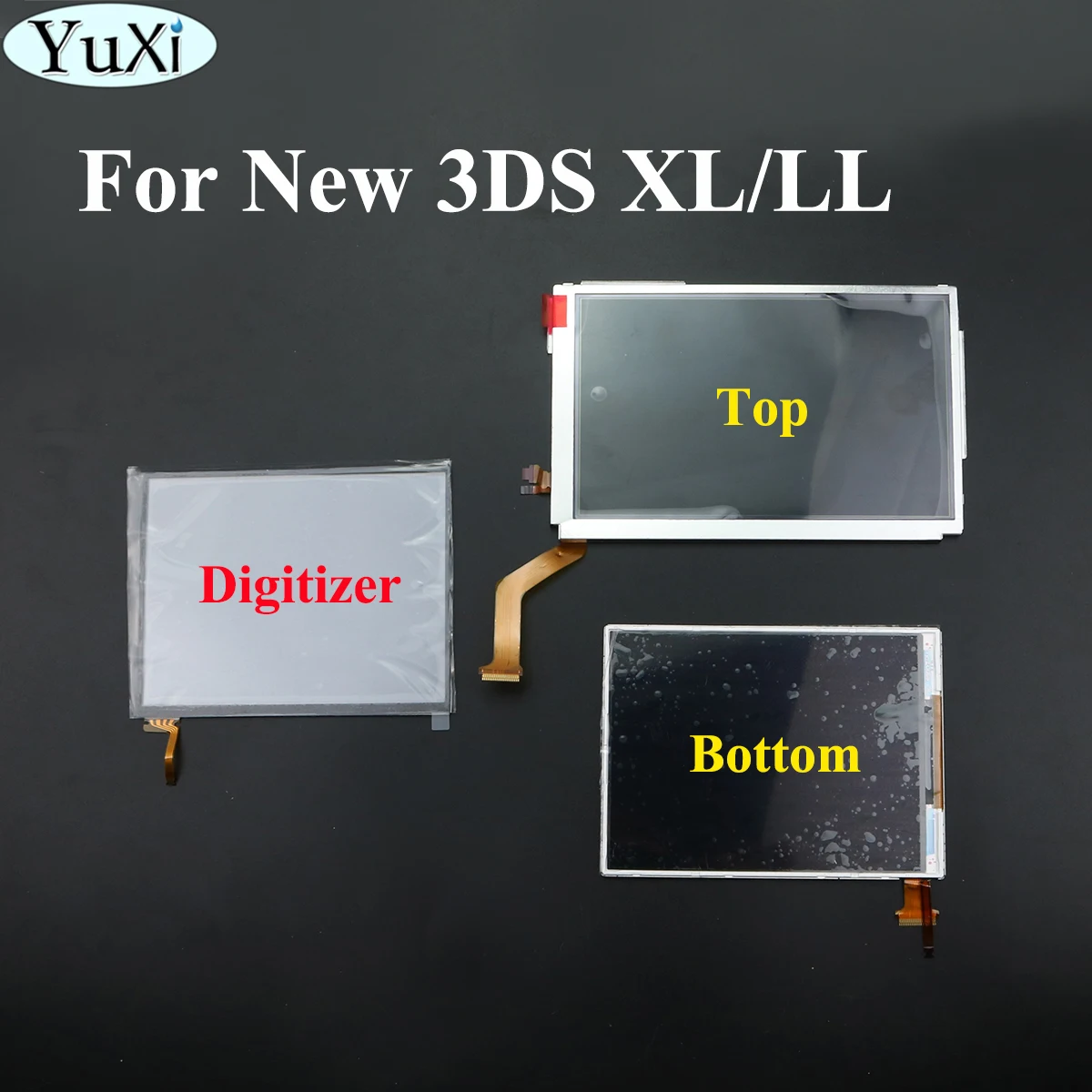 

YuXi Replacement LCD For Nintend New 3DS XL LL Top Upper Bottom Lower LCD Screen For New 3DSXL Console Panel Touch Digitizer