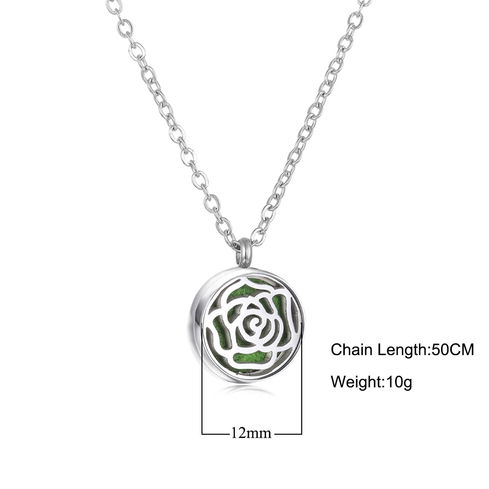 Stainless Steel Aromatherapy Essential Oil Diffuser Necklace Mini Tree Flower 12mm Locket Charm Aroma Perfume Pendant Necklace