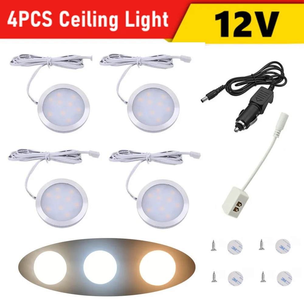 4PCS Interior Lighting 12 volt Caravan RV Motorhome Camper Van Trailer Lights interior Ceiling Lamp Closing Camper LED Light