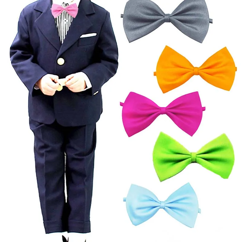 Adjustable Tie Bow  Black Satin Prom Solid Pre-d Fancy KIDS Boys Wedding Bowties Bowtie Child Formal