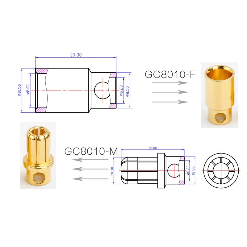 5 pairs AMASS 8.0 مللي متر الموز الذهبي موصل قابس ذكر أنثى ESC موتور التوصيل ل RC سيارة/جذع/الطائرة بدون طيار