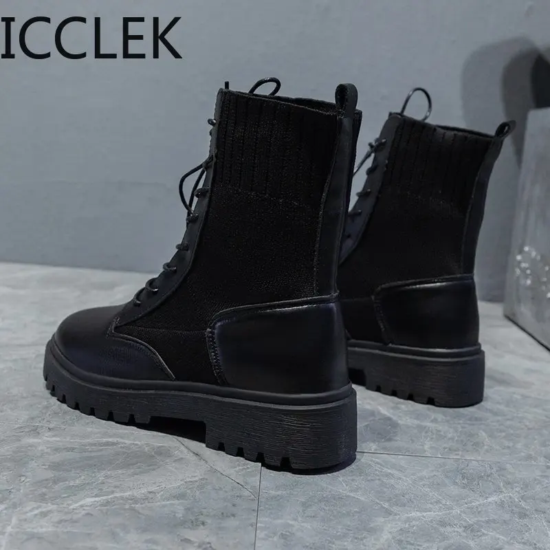 Autumn Boots Women Shoes Woman Boots Fashion Round PU Ankle Boots 2020 Winter Elastic Black Boots Comfortable Boots A250