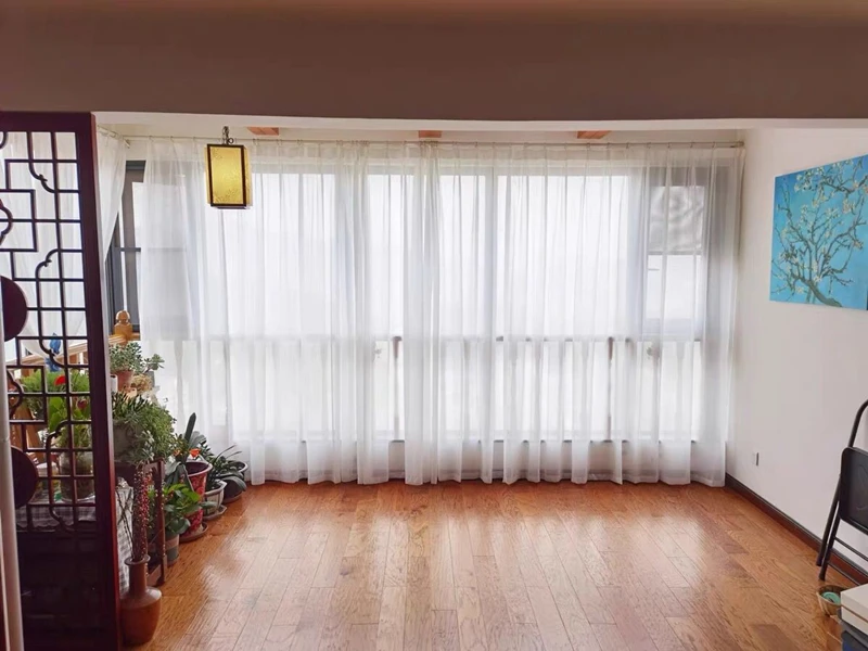 Transparente Vorhänge aus weißem Tüll für Wohnzimmer, Esszimmer, Schlafzimmer, Garn, transparent, Voile, Tür, Sichtschutz, Fenster, Blind – Detail 10