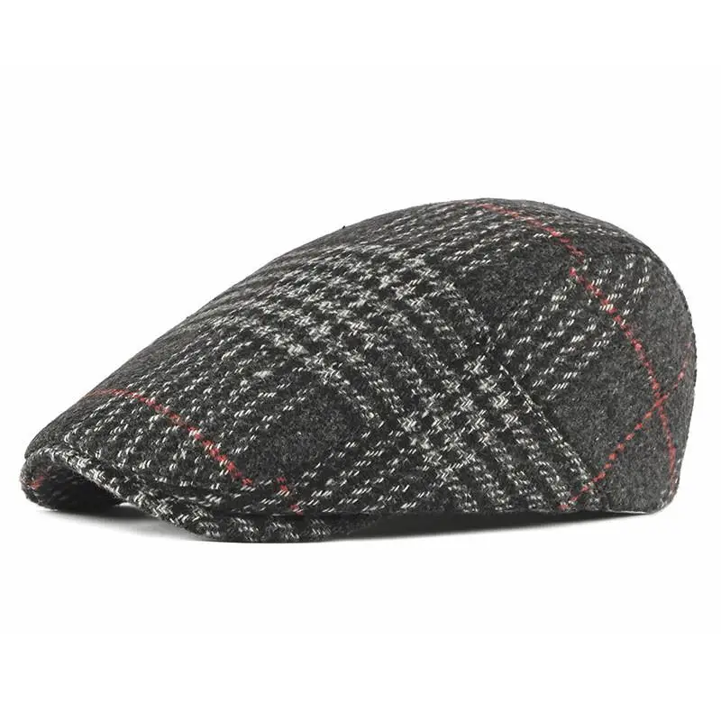 LDSLYJR 2021 Acrylic Autumn winter fashion joker plaid Newsboy Caps Flat Peaked Cap Men and Women Painter Beret Hats 83