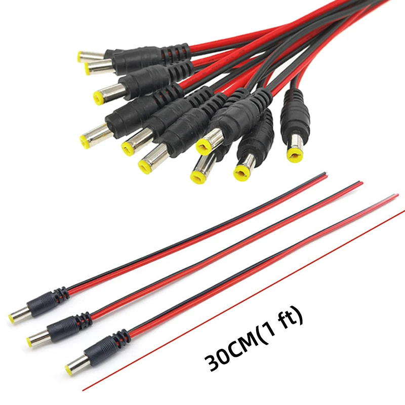 18AWG DC Power Pigtail Cable Wire Male Female Connector For Car Backup Camera CCTV Security Camera Lighting Adapter 5.5*2.1mm