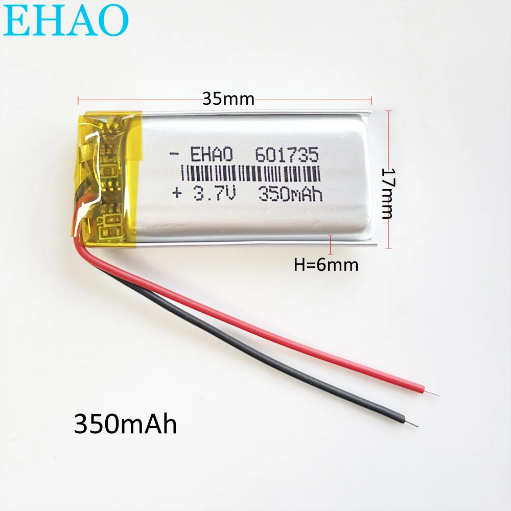 EHAO 601735 3.7V 350mAh litowo-polimerowa LiPo akumulator do słuchawek Mp3 długopis z funkcją nagrywania zestaw słuchawkowy Bluetooth inteligentny