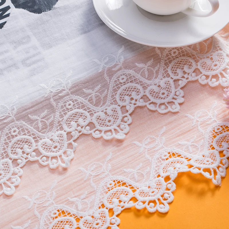 Factory 14cm/25cm wide-2yards/lot New Embroidered Cotton Lace Cloth Trims 2layer/1layer in Stock Z779