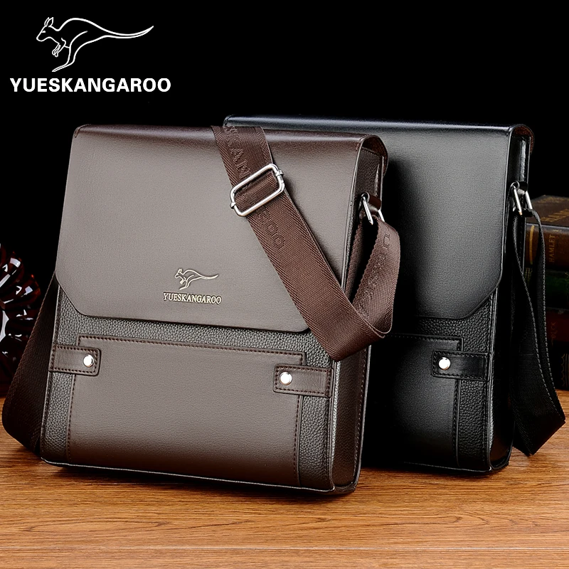 YUESKANGAROO Men\'s Bag Male Shoulder Bag Men\'s Business Briefcase Messenger Bag Travel Office Bag PU Leather Crossbody Bags Men