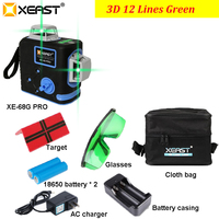 3D Laser Level 12 Lines Green/Red Beam Self-leveling Horizontal Vertical 360 Degree Rotary Nivel Laser With Tilt Slash Function