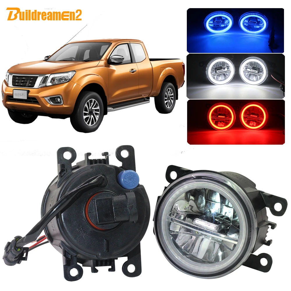 Buildreamen2 Car H11 LED Lamp Fog Light DRL 4000LM Angel Eye Daytime Running Light 12V Styling For Nissan Navara D40 2005-2012