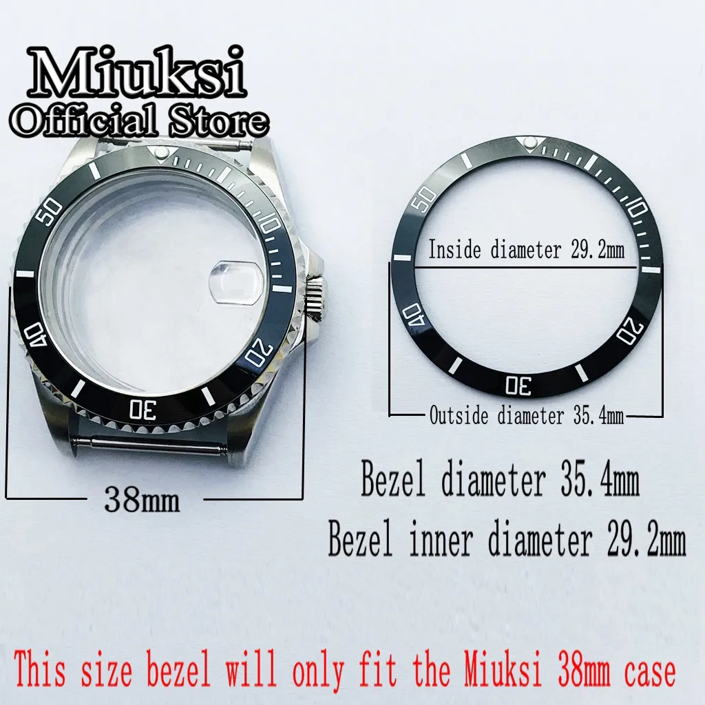 Miuksi 35.4mm black blue green ceramic bezel fit miuksi 38mm case