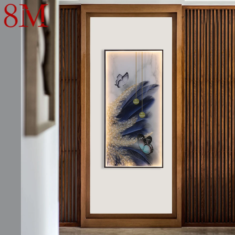 8M Modern Wall Lamps Feather Figure LED Sconces Rectangle Mural Light Creative Home For Aisle