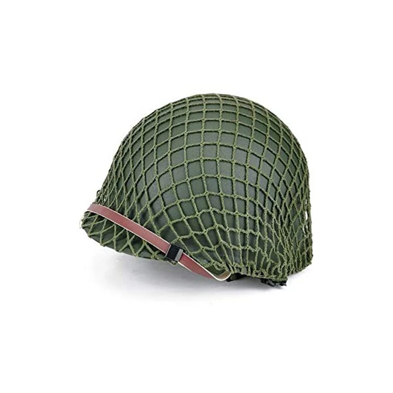 Tactical M1 Helmet Durable Heavy Duty Helmet Adjustable with Net Canvas Green Steel Helmet Paintball Equipment Field