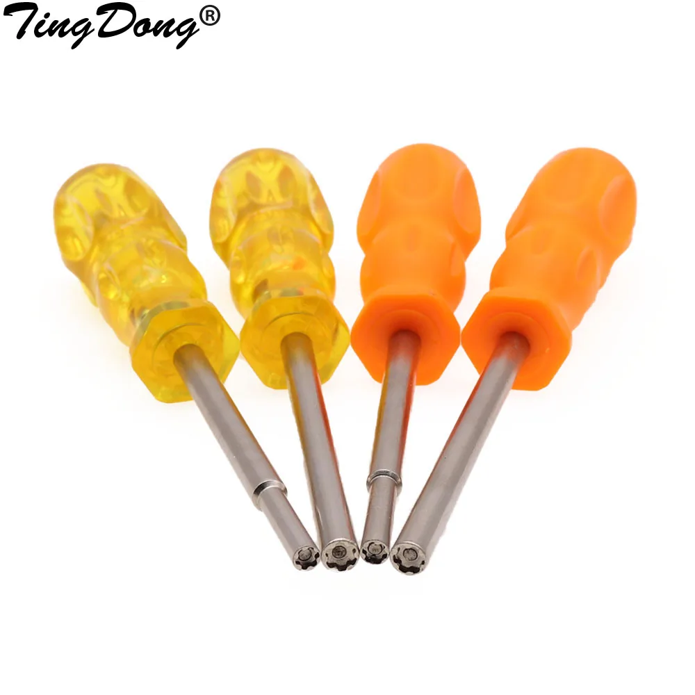 Yellow Handle Security Bit 3.8mm 4.5mm Hexagon Screwdriver 3.8 4.5 Open Tool Game bit for Nintendo NGC SFC MD NES SNES 50pcs