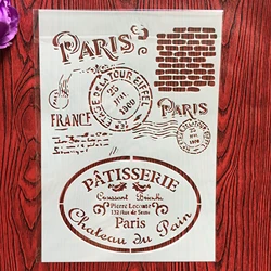 Estampillas de París A4 de 29x21cm, plantillas de bricolaje para pintura de pared, álbum de recortes, para colorear, álbum de relieve, plantilla de tarjeta de papel decorativo