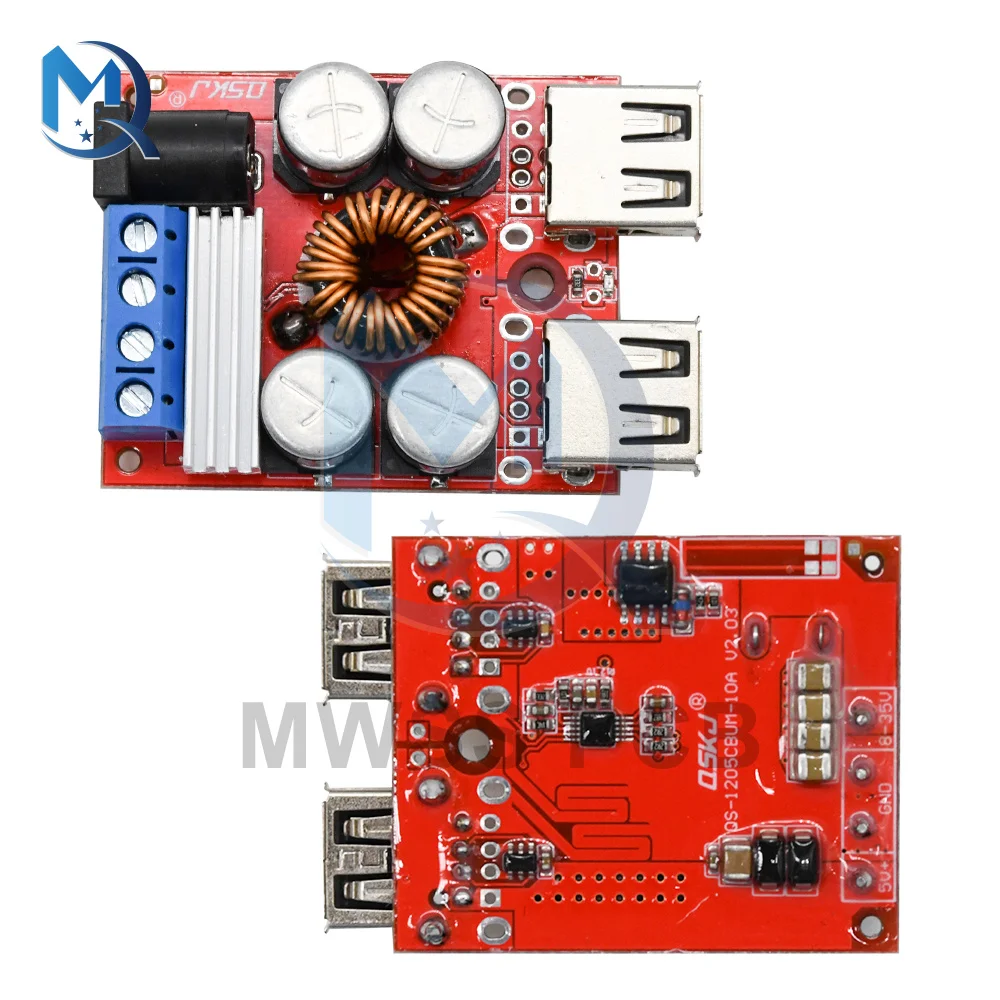 DC-DC Car Charging Board 8V 35V To 5V 8A/10A Phone Step Down Buck Converter Power Supply Module 2/4 Port USB Voltage Regulator