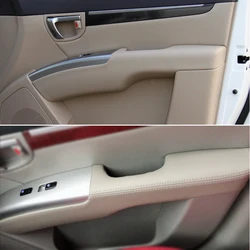 Car Microfiber Leather 2pcs Front Door Armrest Panel Cover Trim For Hyundai Santa Fe 2006 2007 2008 2009 2010 2011 2012