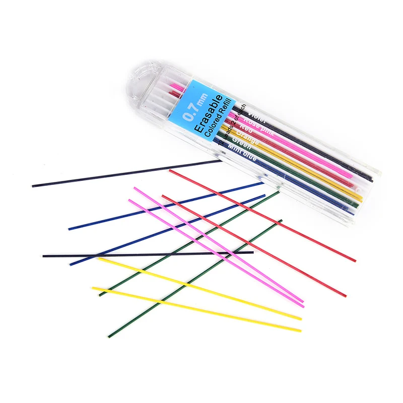 1 Box 0.7mm Color Mechanical Pencil Refill Lead Erasable Student Stationery Refill Practical Pen Stand Fixed Mechanical Refill