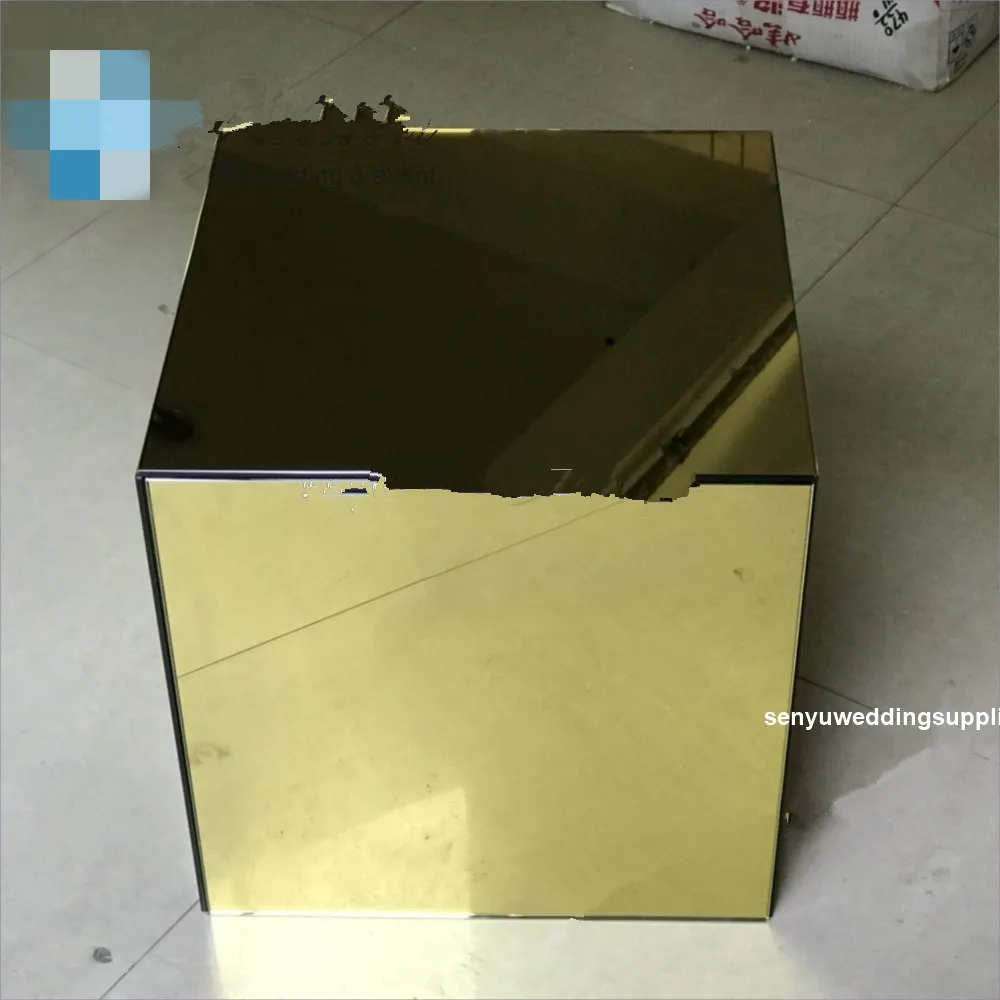 4pcs/set different size)Factory direct sale gold or silver mirrored  rectangle cube for wedding decoration pedestal  senyu2210