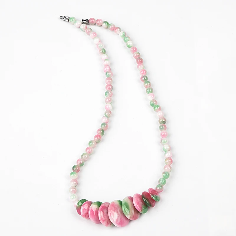 

Natural five color chalcedony bead tower chain 6-14mm beads fashion necklace women Necklace Party Gift