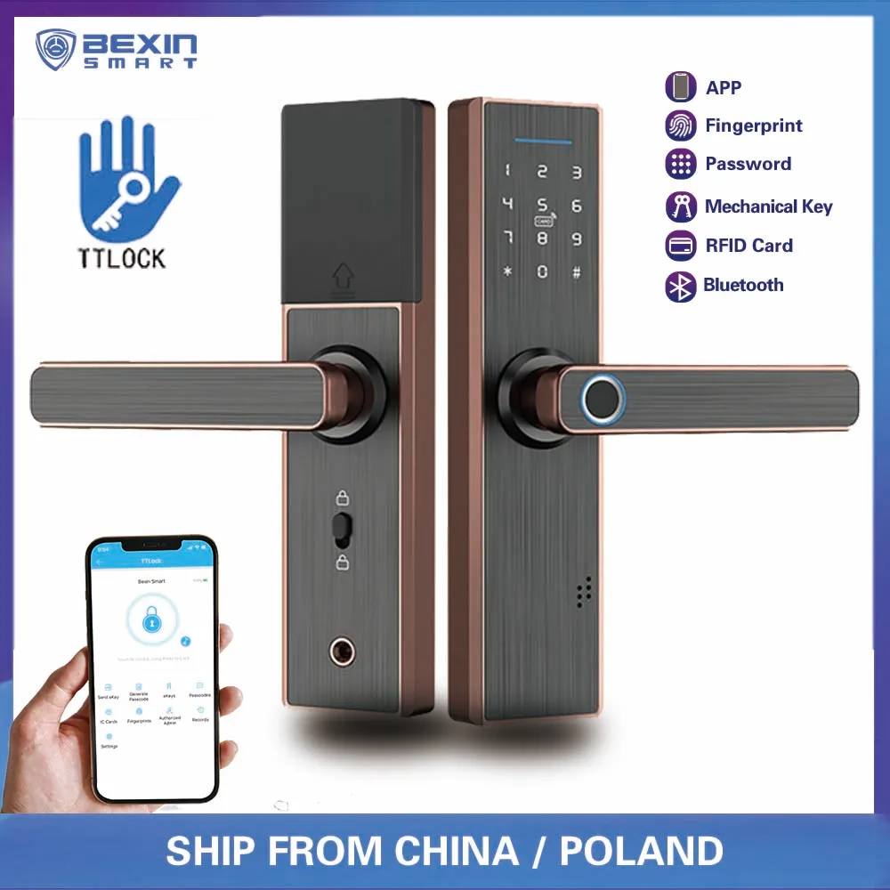 TTLOCK Smart Door Lock WiFi Fingerprint lock ,Password IC card Access Digital Door Lock VX1