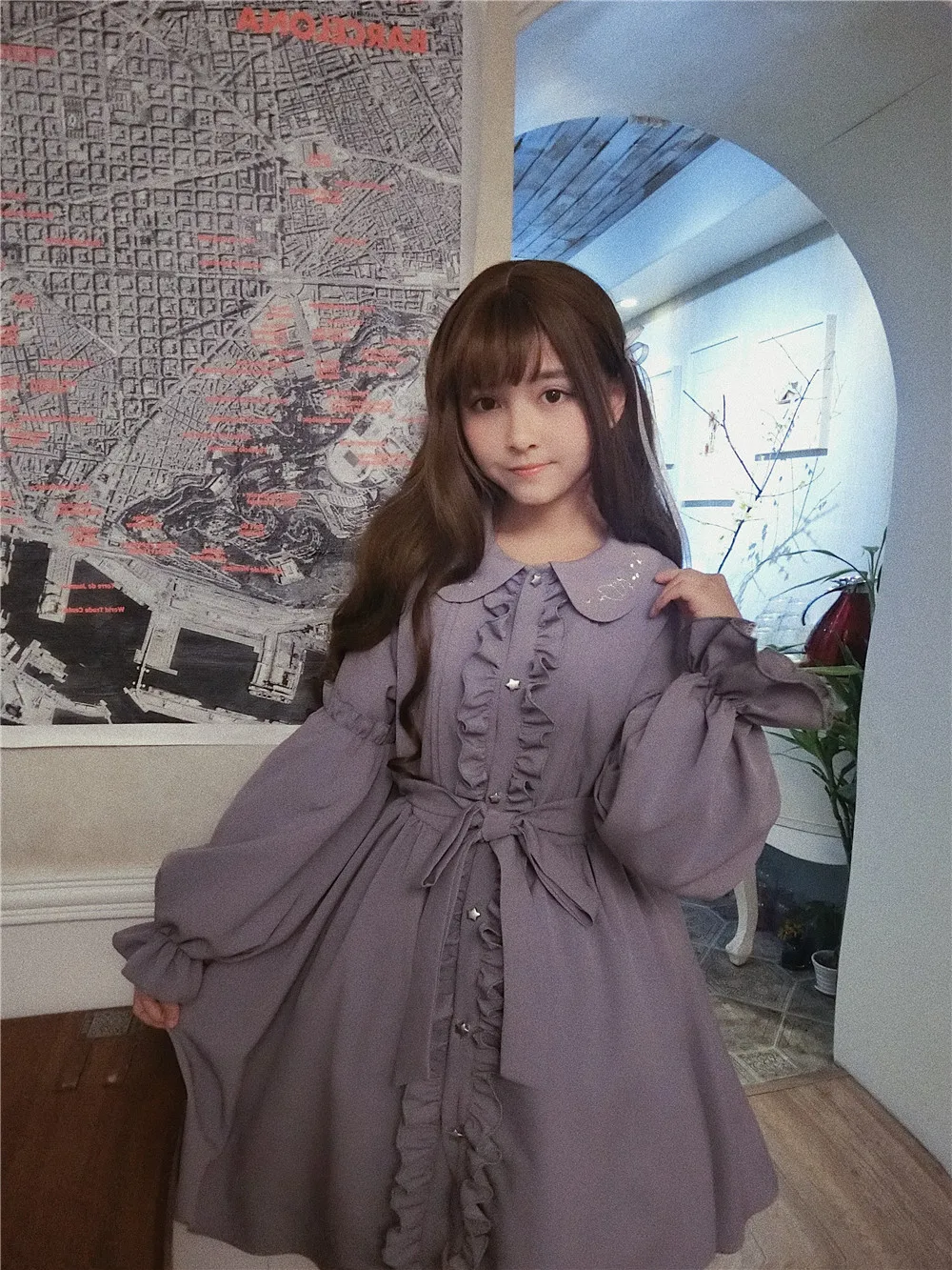 Place princess lolita dress vintage lace bowknot peter pan collar high waist victorian dress kawaii girl gothic lolita op loli