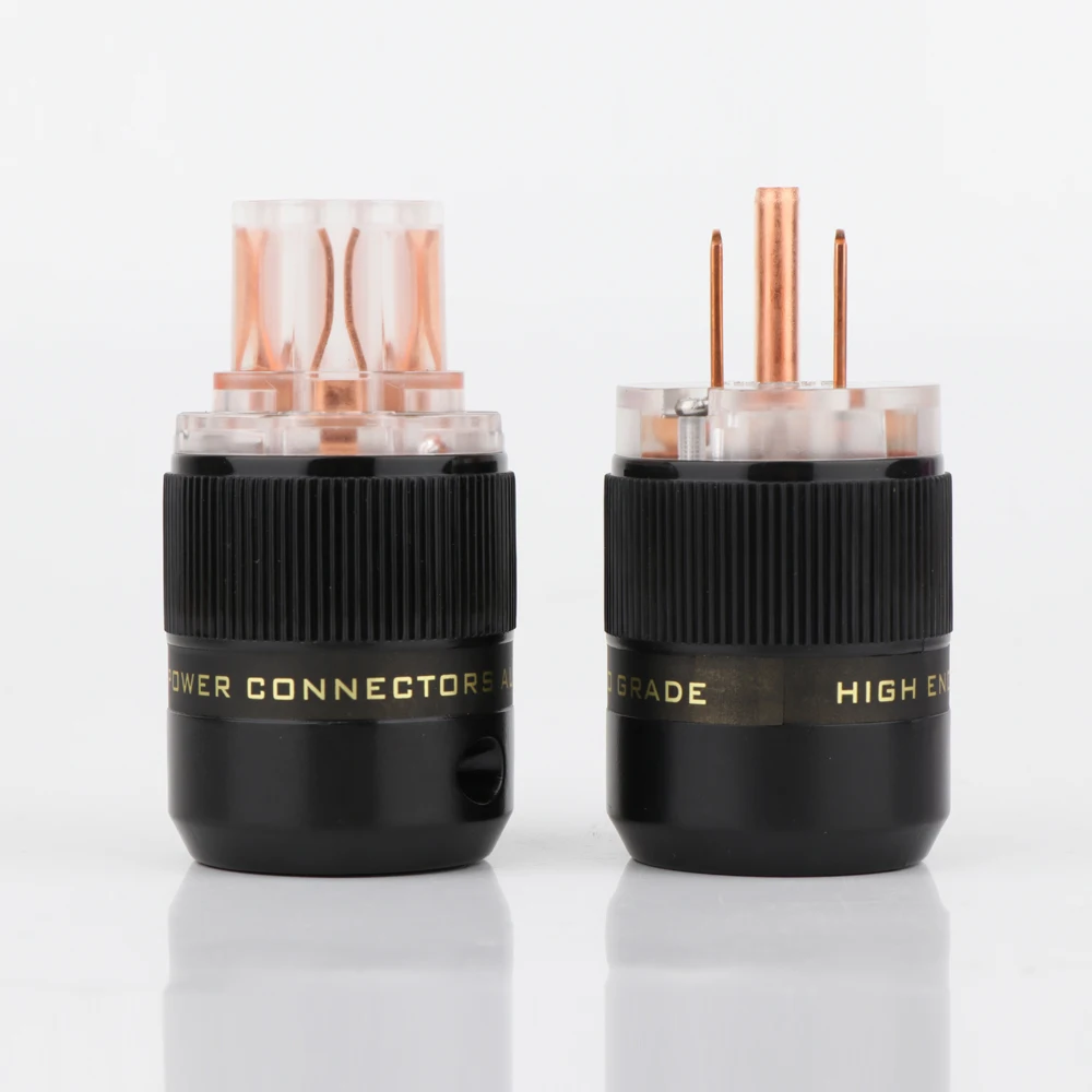 

Pair P078T/C078T Brass Gold/Rhodium Plated US Version AC Power Plug HiFi Audio Connectors Adapter Jack Supply Power Cable