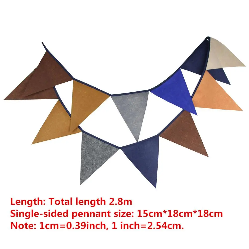 다크 브라운 부직포 웨딩 배너, 생일 파티 장식, 아기 방 장식 깃발, 2.8m 길이, 1 개
