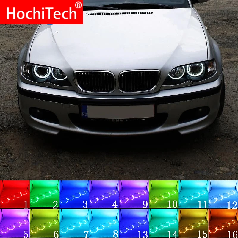 

For BMW 1998 - 2003 E46 With PROJECTORS Accessories Headlight Multi-color RGB LED Angel Eyes Halo Ring Eye DRL RF Remote Control