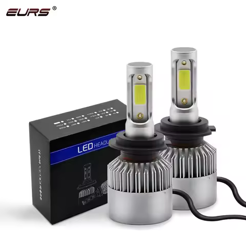 EURS 2PCS S2 Car Headlights H4 H7 led bulbs H8 H9 H11 H13 HB3 9005 HB4 9006 COB Automobile Lights Motorcycle Headlamp 6500K 12V