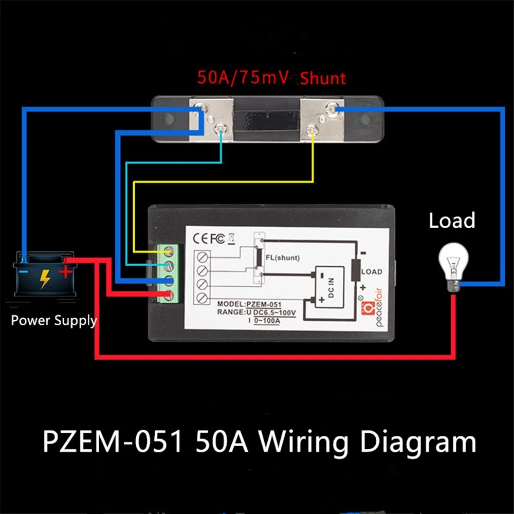PZEM-051 DC Digital Multifunction Voltmeter Ammeter 6.5-100V 4 IN1