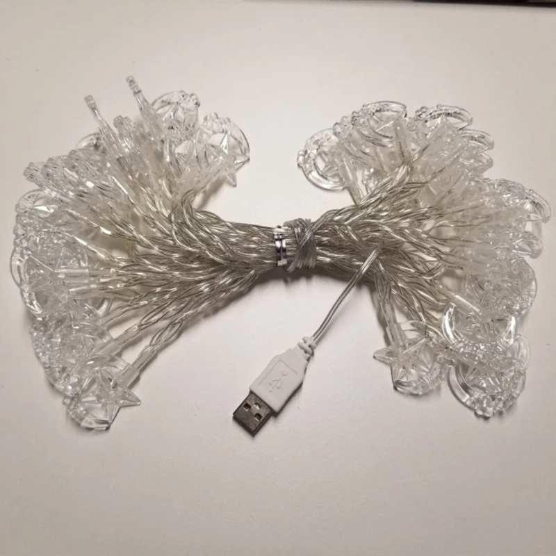 1.5m 4.5m 10m Led Star Moon Light String USB Bedroom Window Christmas Decoration 2022 Party Holiday Light