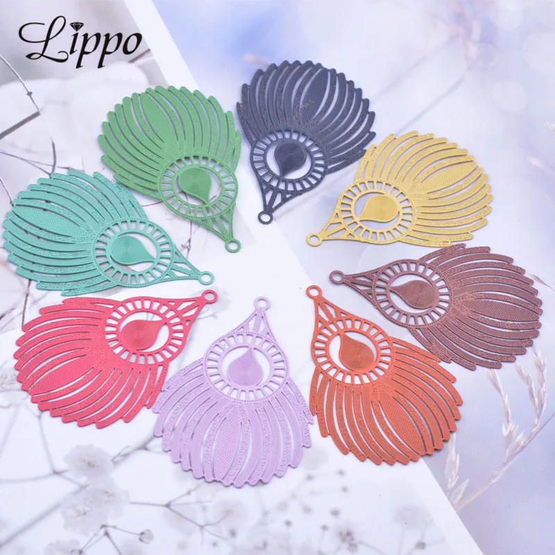 30pcs AB5131 30*45mm Peacock Feather Charms