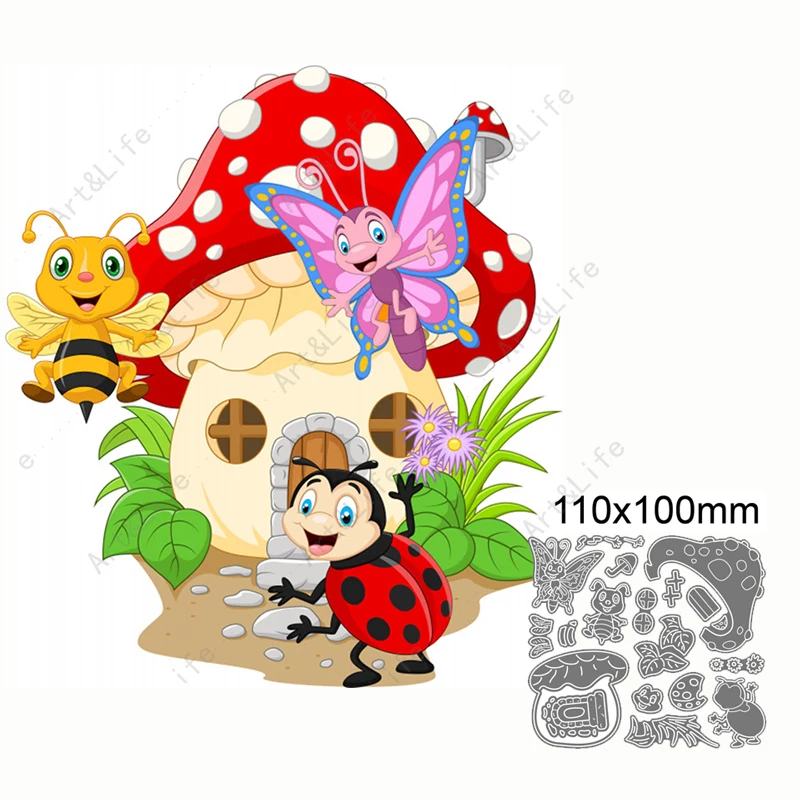 Mushroom House Butterfly Hot Popular New Metal Cutting Stencils for Making Scrapbooking Album Festival Cards Embossing Cut Die