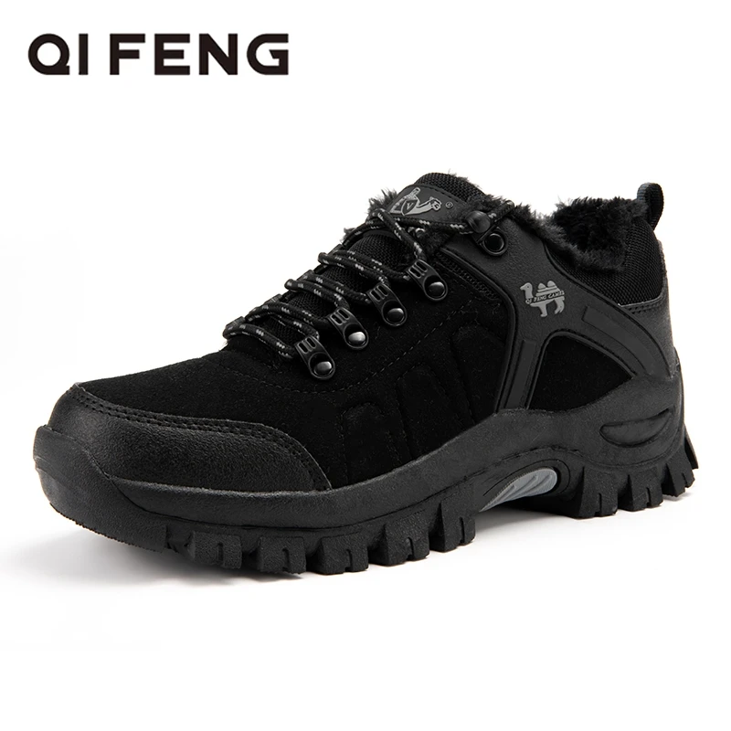 

Fur Warm Classic Outdoor Sports Hiking Shoes Rock Mountain Climbing Boot Casual Wear Resisting Large Trekking Footwear Men Women